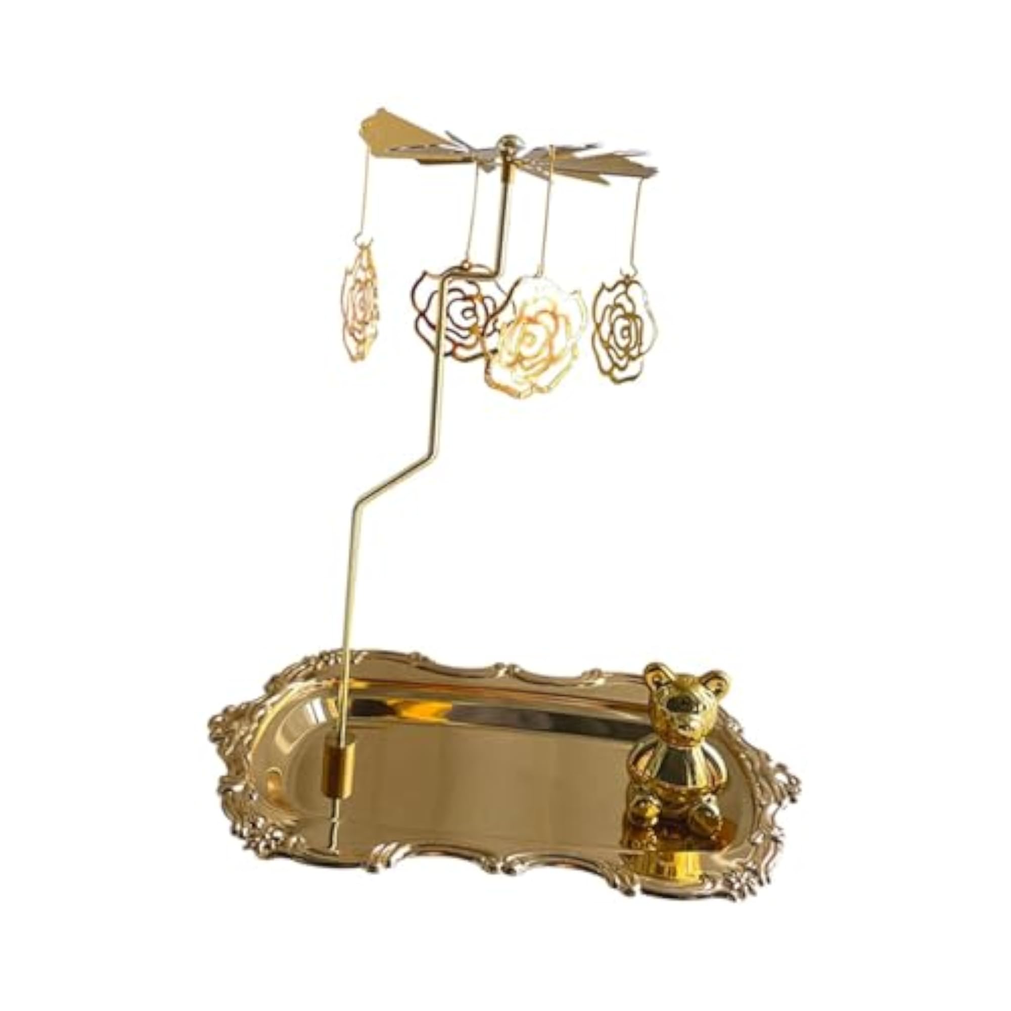 Rotating Candle Holder with Tray, Retro Storage